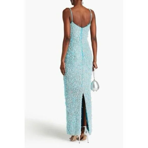 Rachel Gilbert Tilly Gown Blue Crystal Feather